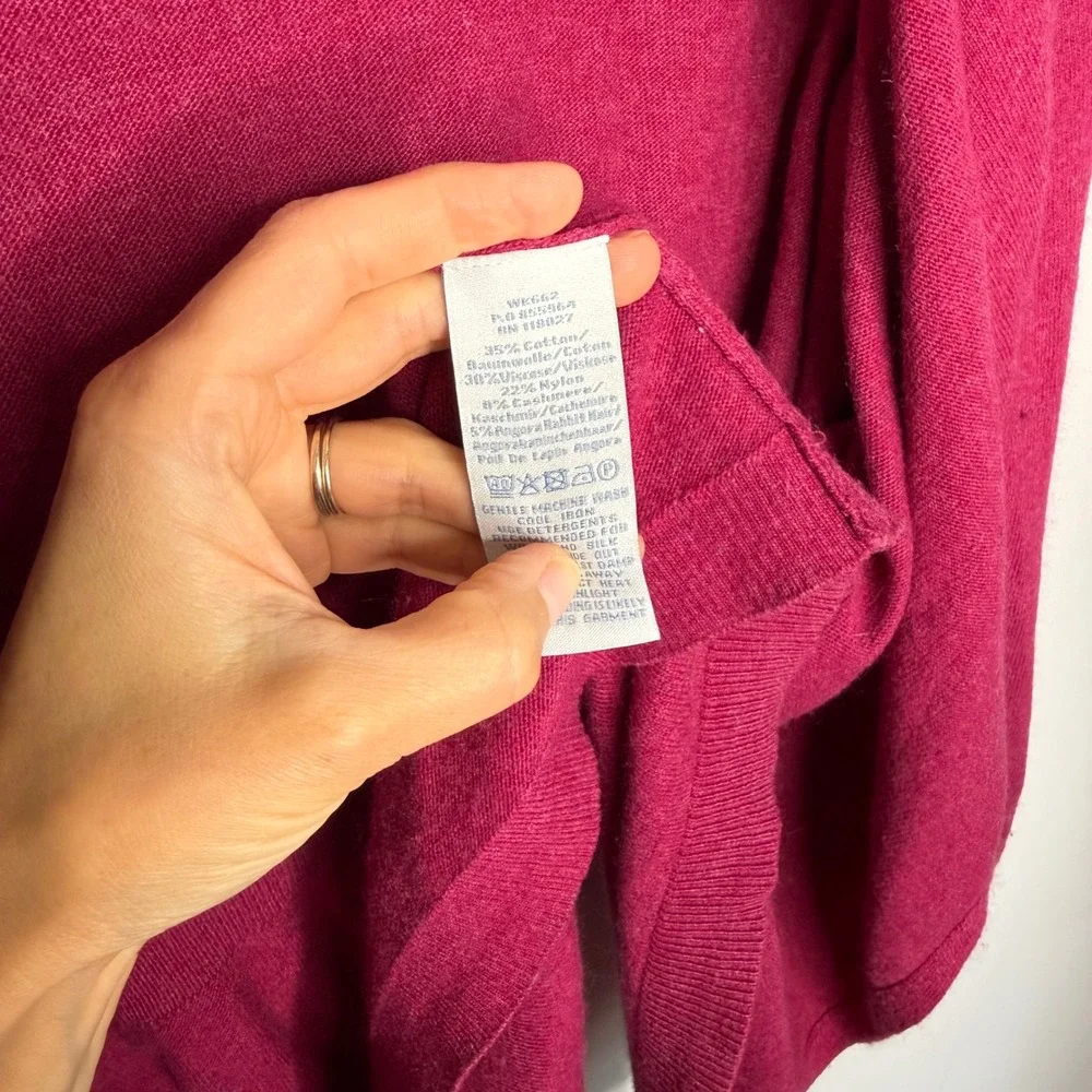 Boden Pink Cashmere Angora Blend Waterfall Open Cardigan Sweater Womens 12 WK662